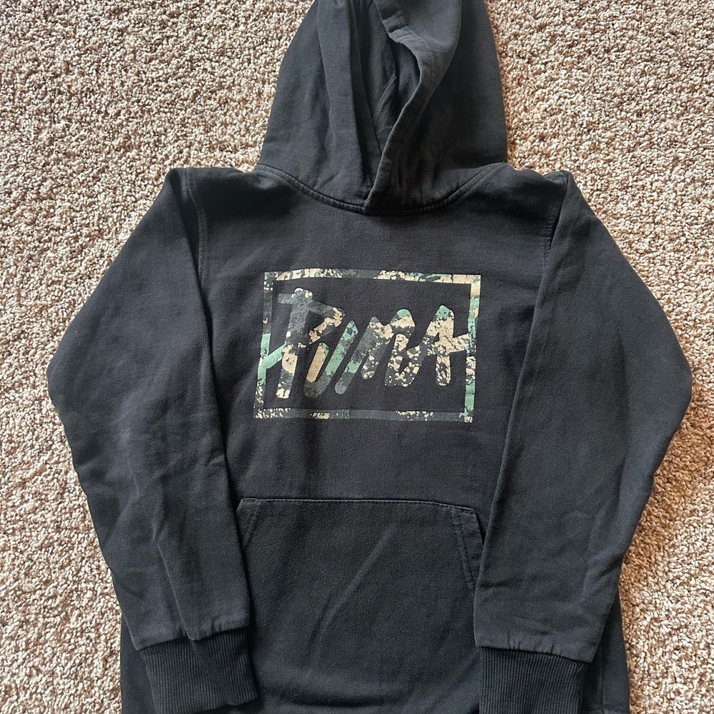 Puma Black Hoodie with Green Camo Logo